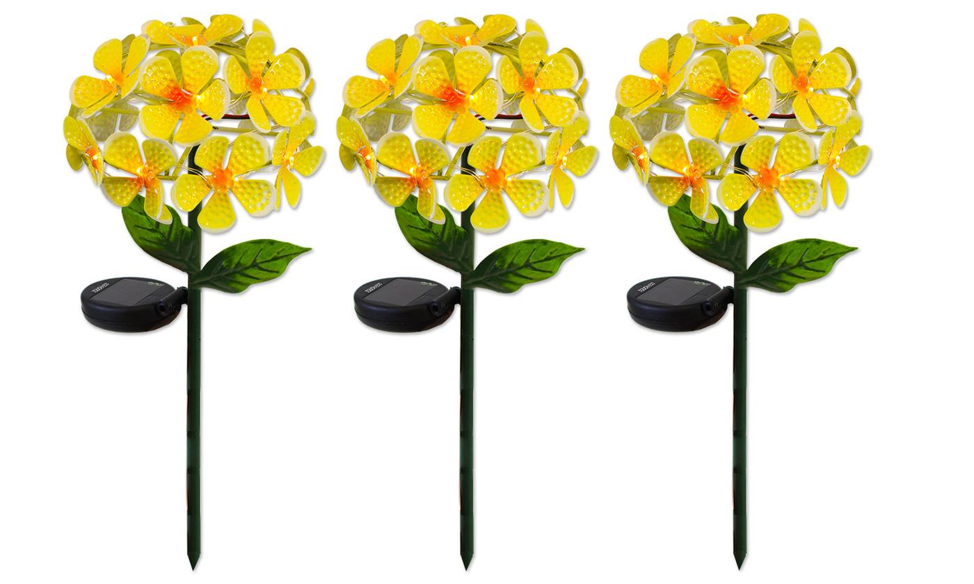 FLORALITES: Solar LED Metal Flower Décor Stake Light (1- to 3-Pack) - Floralite - Yellow - 3 Units