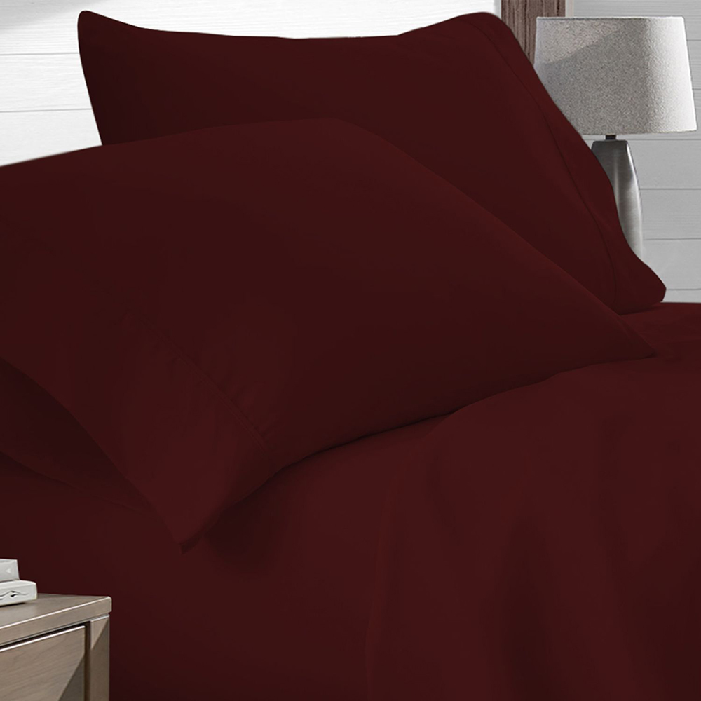 4-Piece Deep Pocket Super Soft Premium Bamboo-Blend Sheet Set - Burgundy - Full