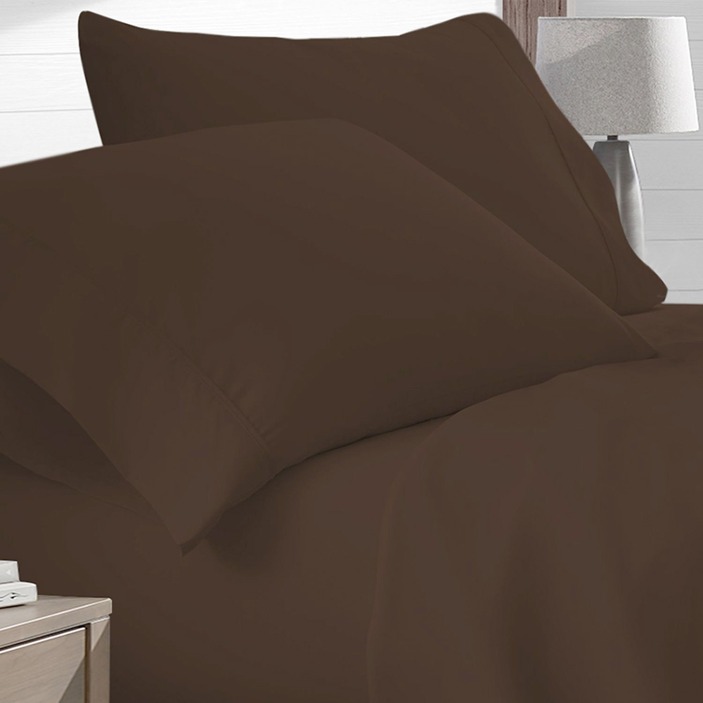 4-Piece Deep Pocket Super Soft Premium Bamboo-Blend Sheet Set - Chocolate - Queen