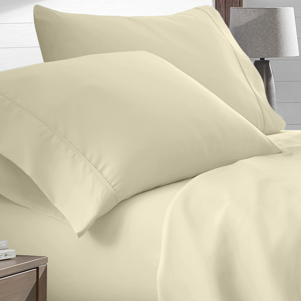 4-Piece Deep Pocket Super Soft Premium Bamboo-Blend Sheet Set - Cream - Full