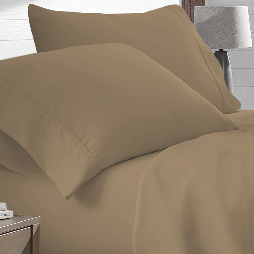 4-Piece Deep Pocket Super Soft Premium Bamboo-Blend Sheet Set - Khaki - Full