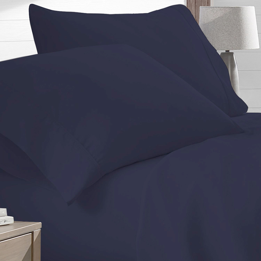 4-Piece Deep Pocket Super Soft Premium Bamboo-Blend Sheet Set - Navy - King