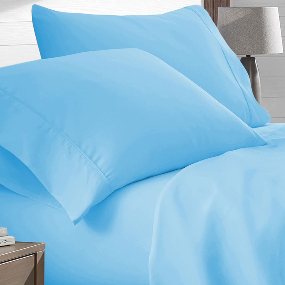 4-Piece Deep Pocket Super Soft Premium Bamboo-Blend Sheet Set - Sky - Full