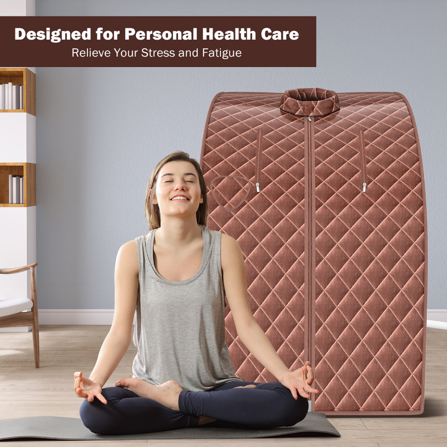Portable Steam Sauna with Chair and Accessories - Coffee