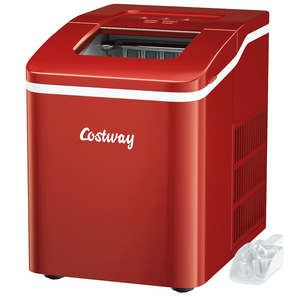 Portable Countertop Self-Cleaning Ice Maker - Red
