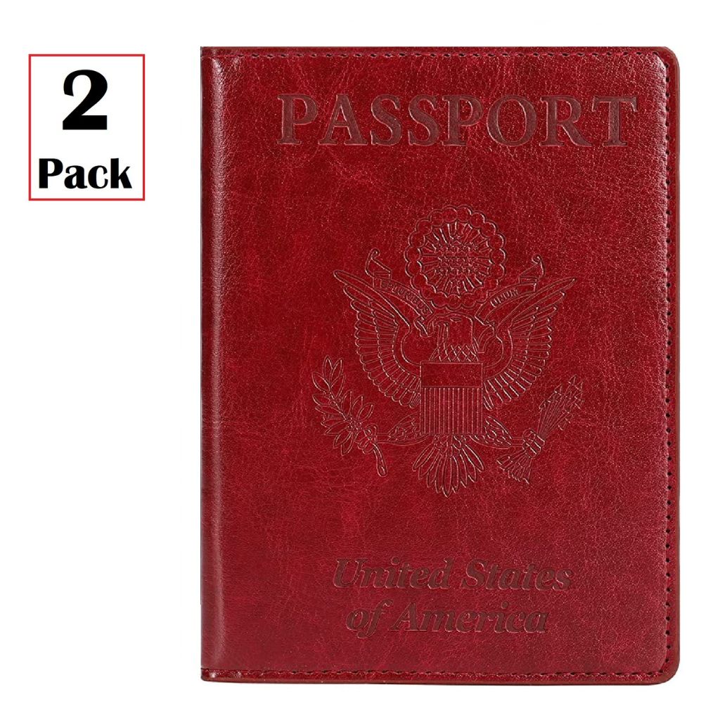 Vegan Leather Passport Holder (2-Pack) - Burgundy