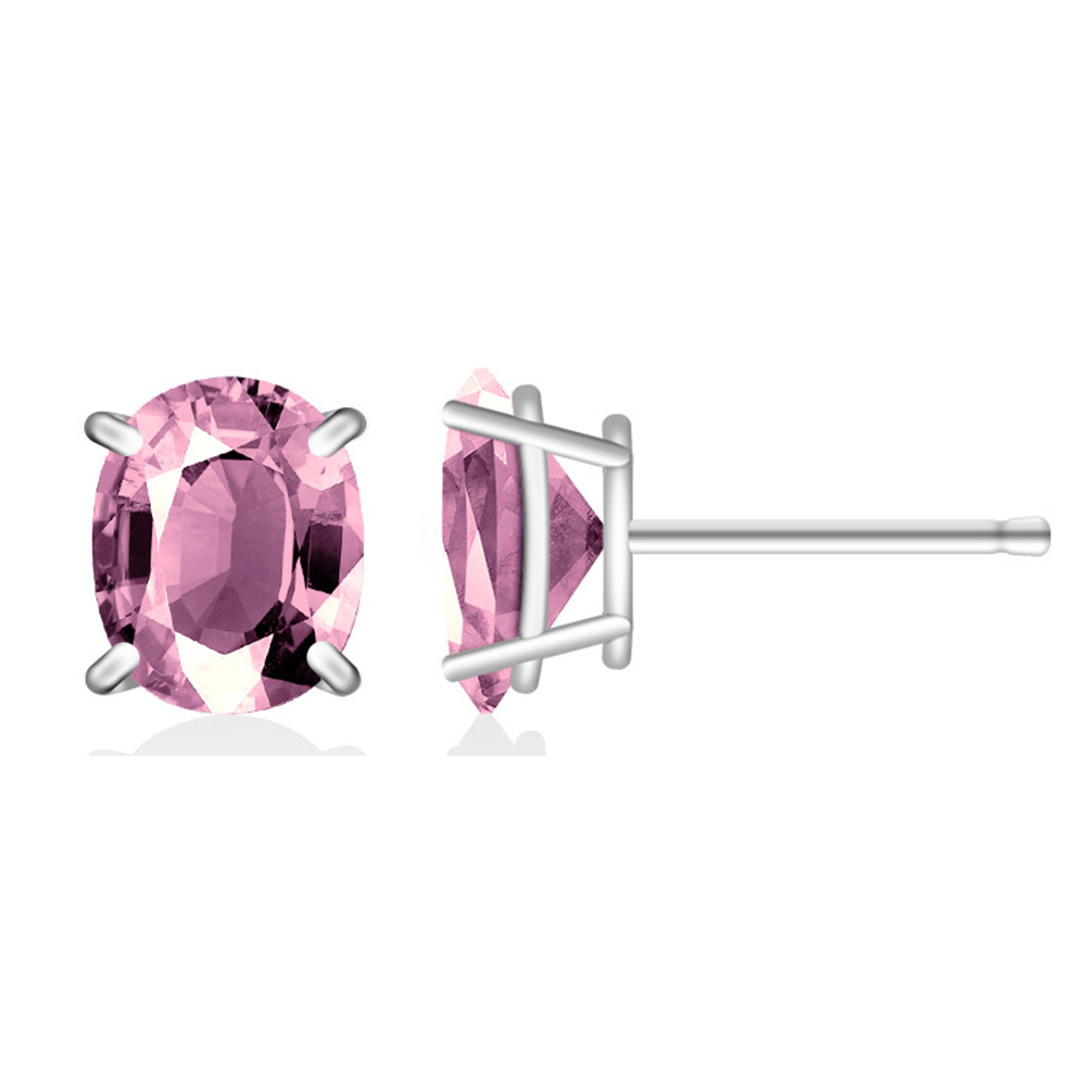 .925 Silver Lab-Created 2CT Birthstone Oval Stud Earrings - October/Tourmaline