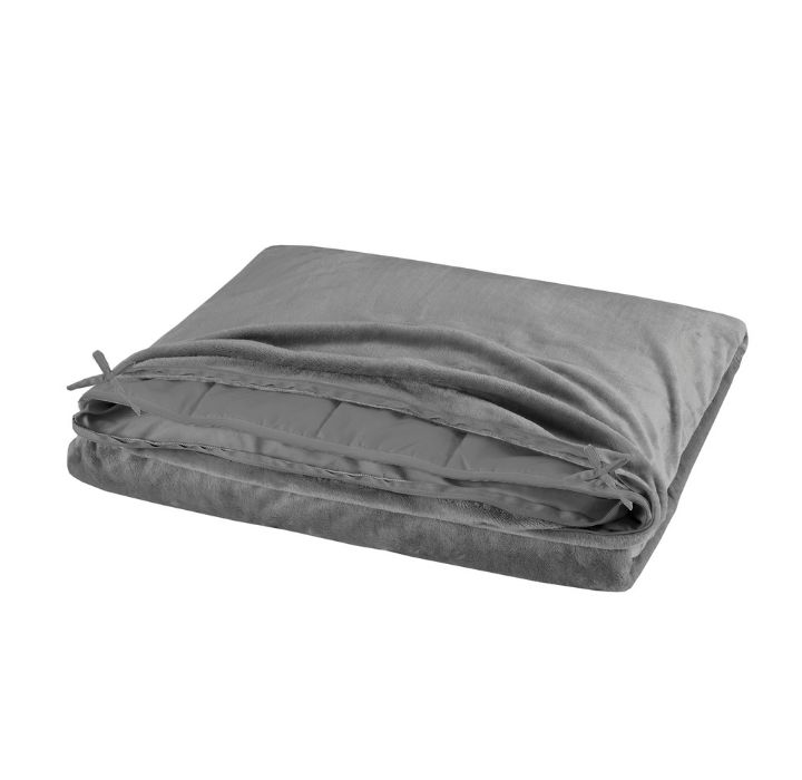 Bibb Home 12-Pound Weighted Blanket with Reversible Cover - Charcoal Gray - 12 lbs