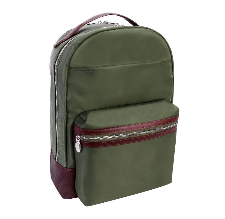 Parker Leather-Trimmed Nylon 15"" Laptop Backpack - Green