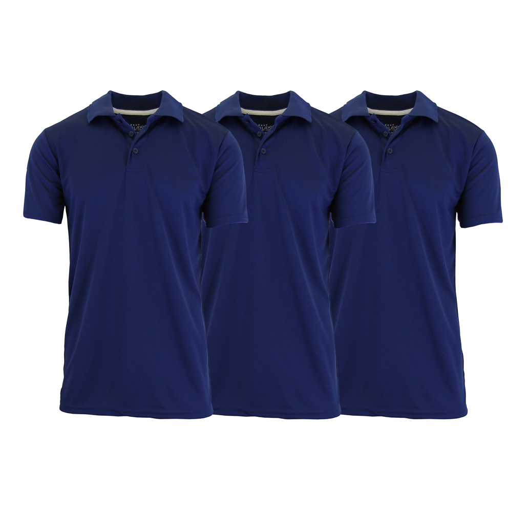 Men's Dry-Fit Moisture-Wicking Polo Shirt (3-Pack) - Navy - Navy - Navy - Large