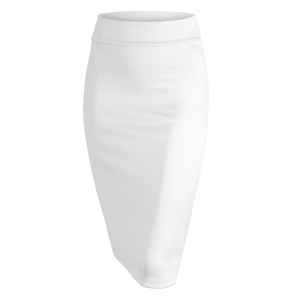 Women's Elastic Waist Stretch Pencil Skirt - White - Large