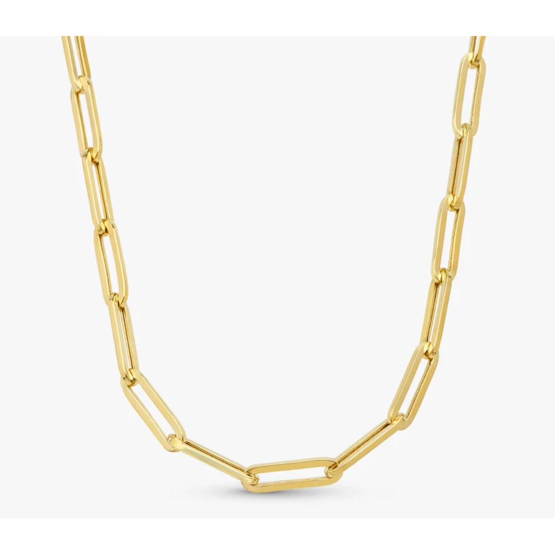 18K-Gold-Plated 4.8mm Sterling Silver Paperclip Chain Necklace - YPCP4.8MM-22