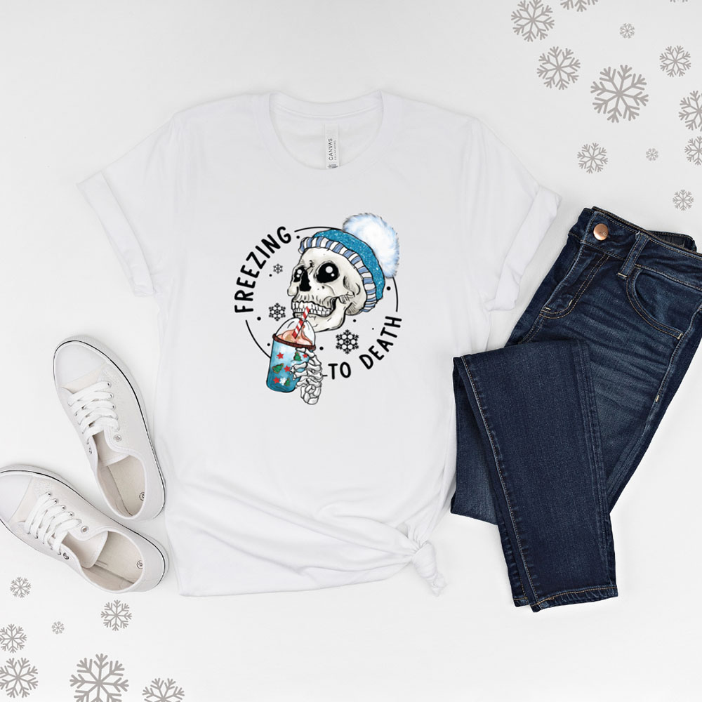 'Freezing to Death' with Skull and Milkshake Graphic T-Shirt or Sweater - Small / T-shirt