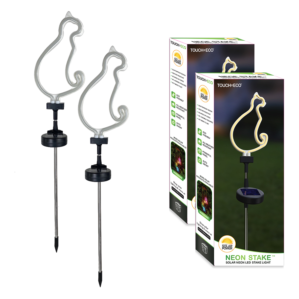 Touch of Eco® Neon Stake™ Solar LED Stake Light (2-Pack) - Solar Stake Light- Cat 2 Pack