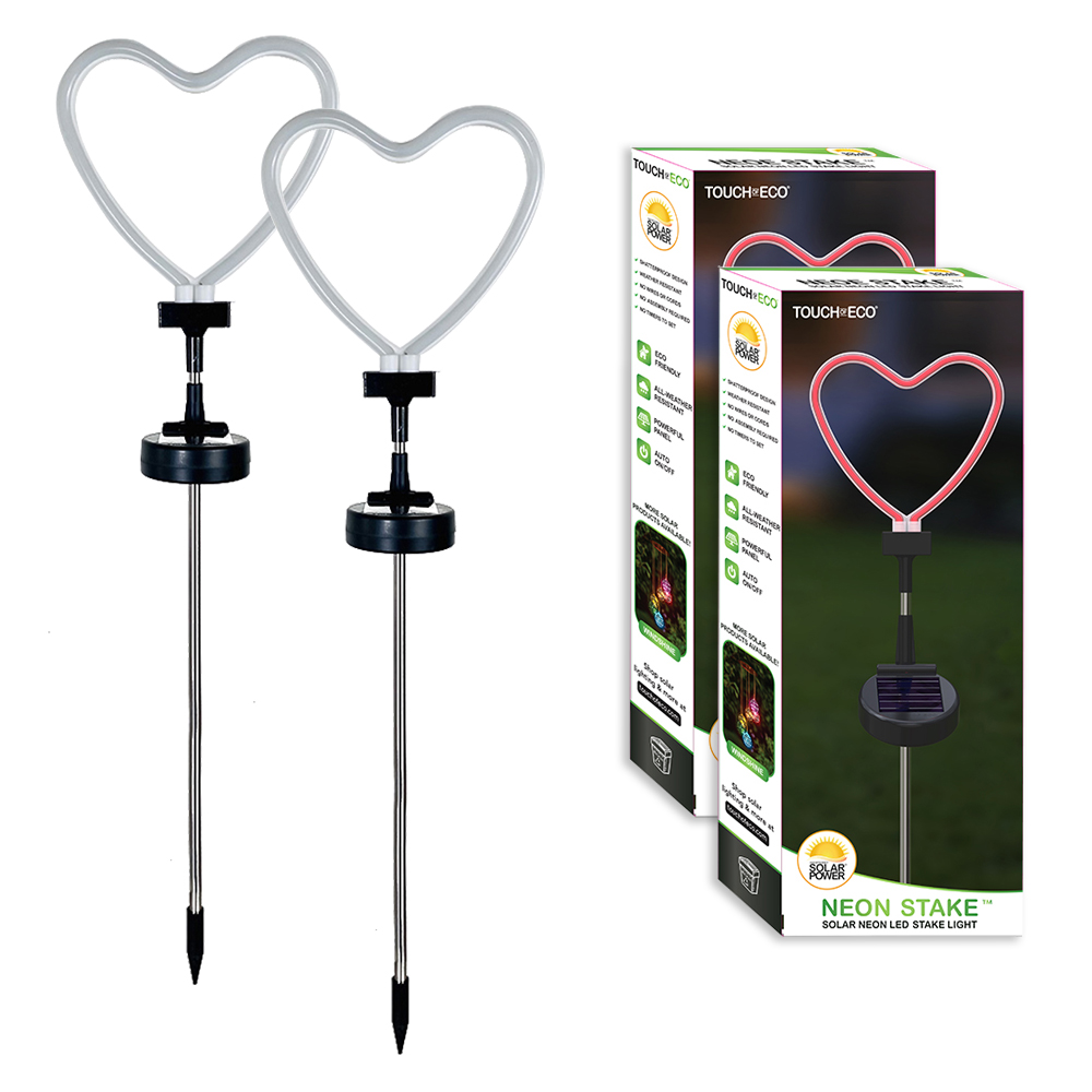 Touch of Eco® Neon Stake™ Solar LED Stake Light (2-Pack) - Solar Stake Light- Heart 2 Pack