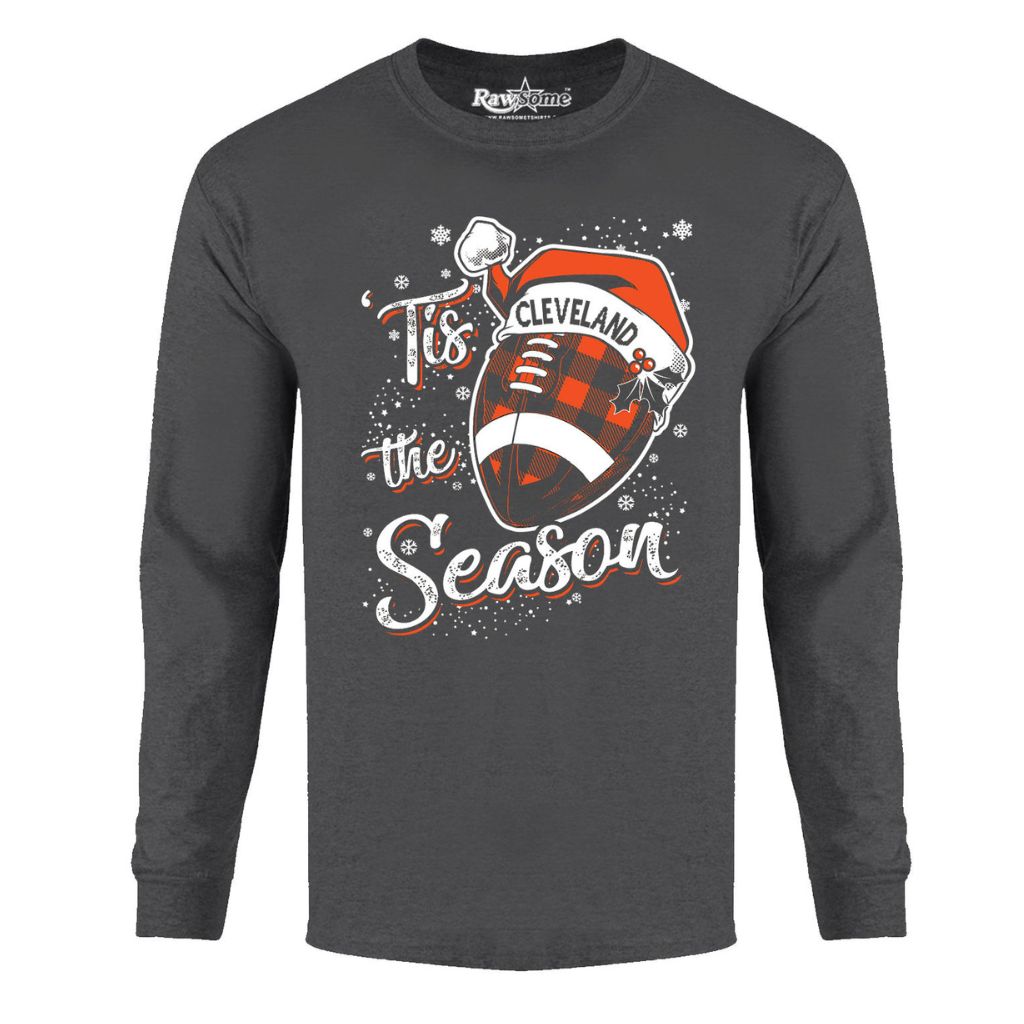 Men's 'Tis the Season' Football Team Long Sleeve Shirt - Small - Cleveland
