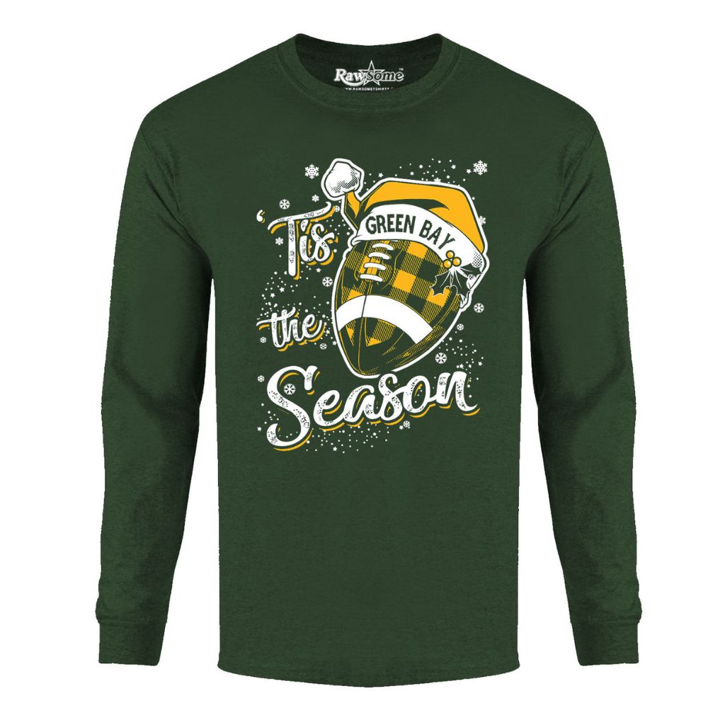 Men's 'Tis the Season' Football Team Long Sleeve Shirt - Small - Green Bay