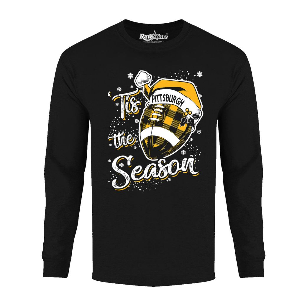 Men's 'Tis the Season' Football Team Long Sleeve Shirt - Small - Pittsburgh