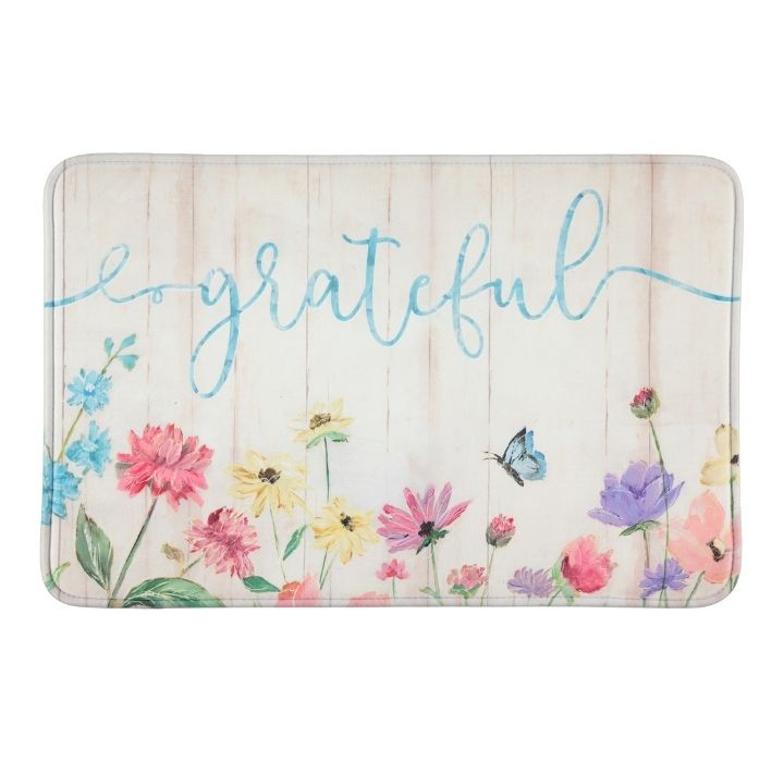 Relaxed Chef 20" x 30" Anti-Fatigue Kitchen Mat - Grateful Floral Wood