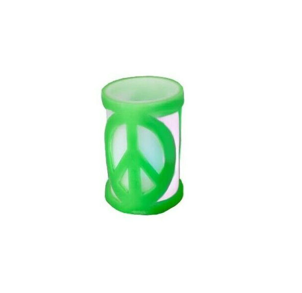 Large Color Changing LED Peace Sign Flameless Candle - Green