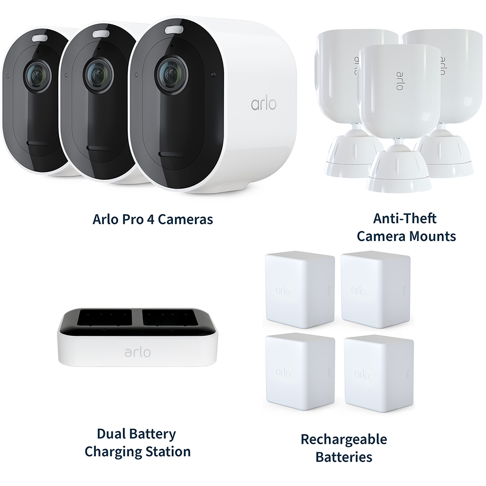 Arlo® Pro 4 Spotlight Camera 12-Piece Security Bundle - Arlo Pro 4 Camera Security Bundle, White