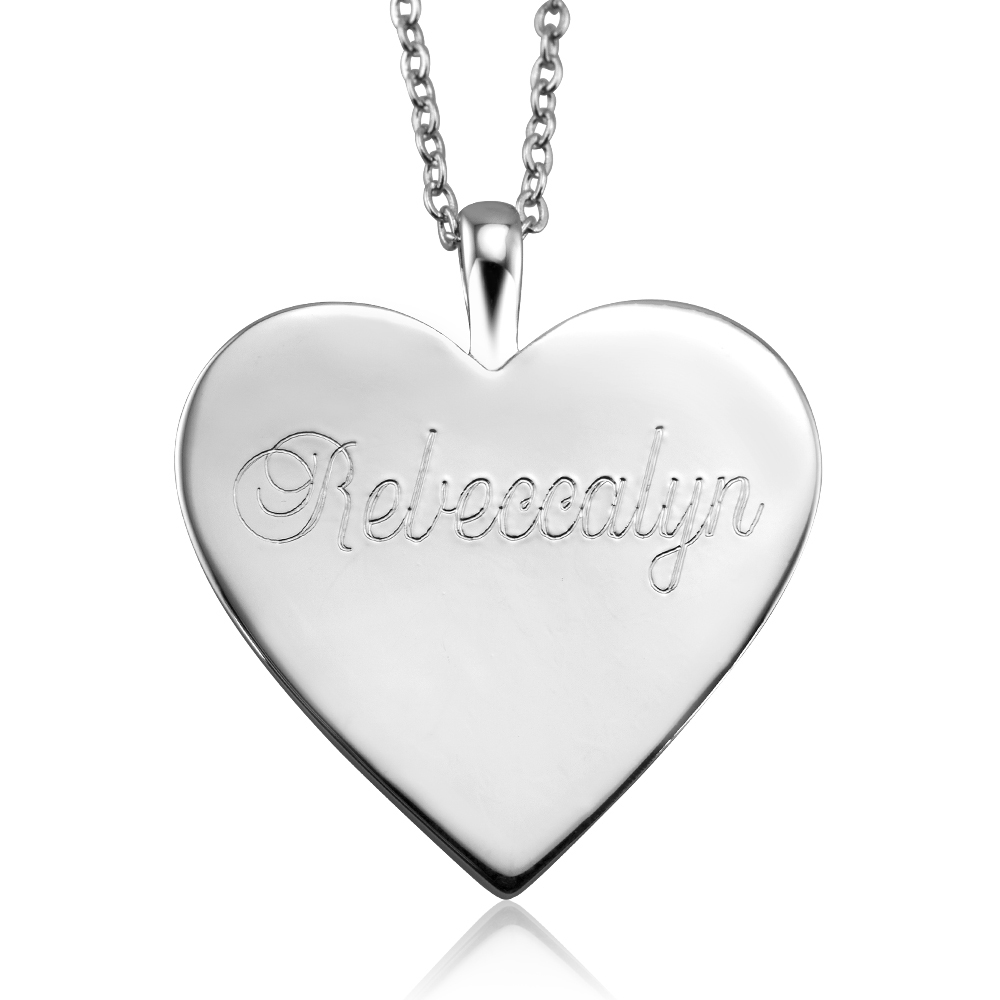 Personalized 18K-Gold-Plated Heart Necklaces - White