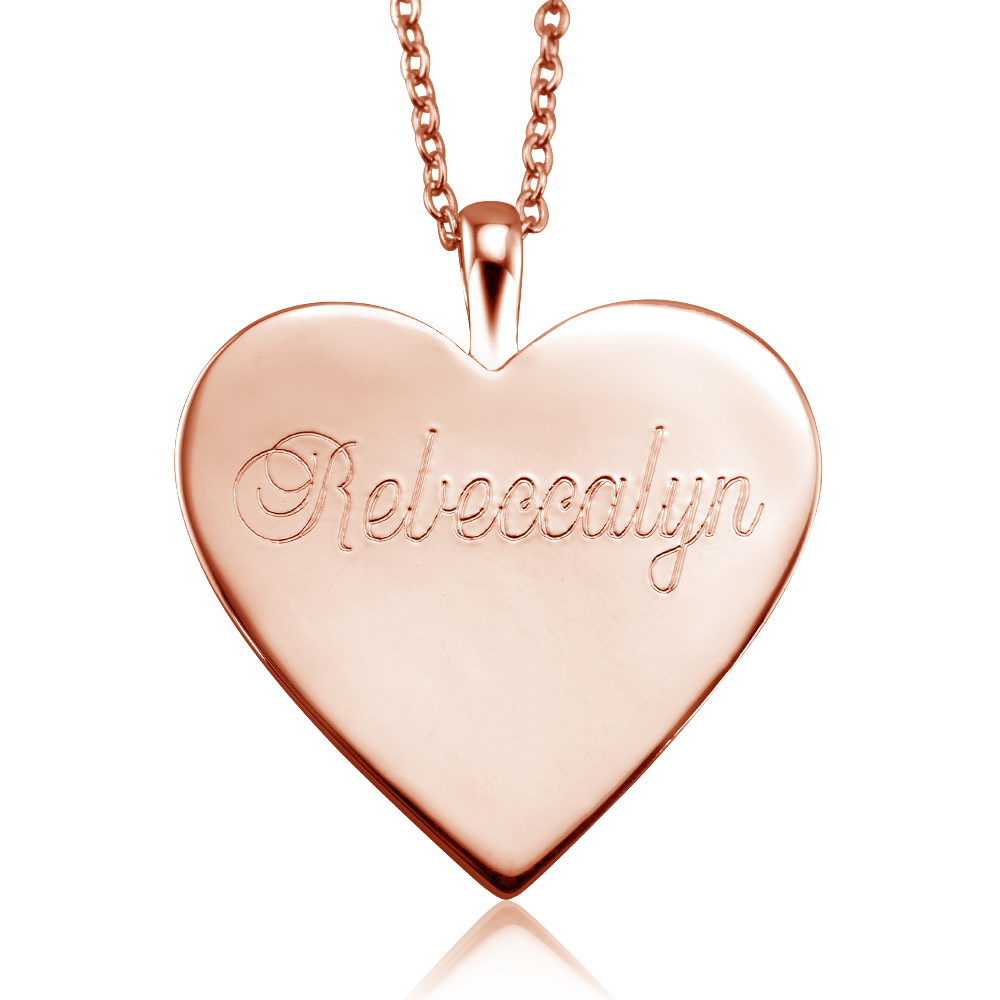 Personalized 18K-Gold-Plated Heart Necklaces - Rose