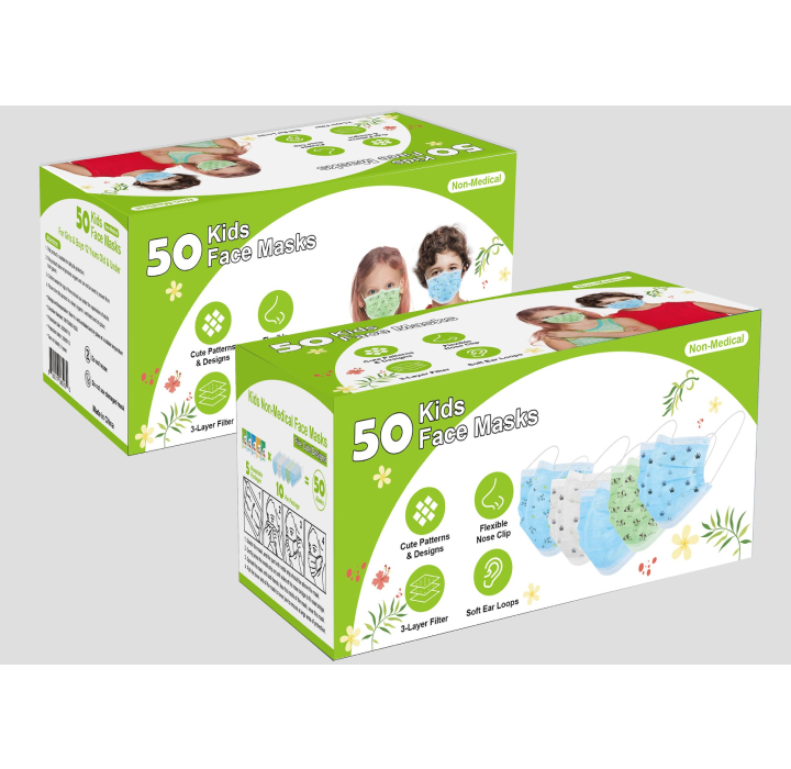 Kids' Disposable Face Masks (50-Pack) - Unisex