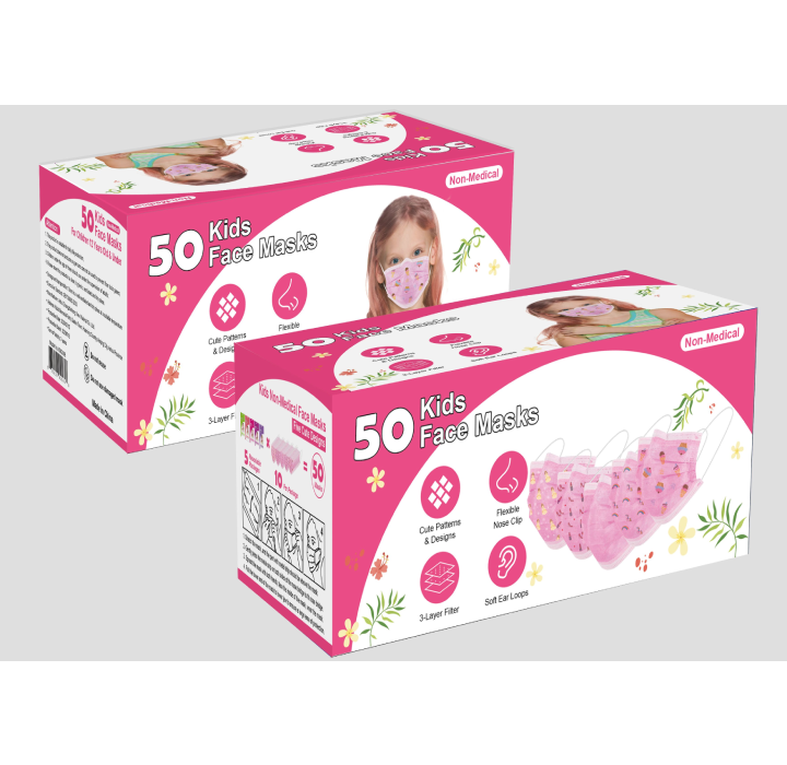 Kids' Disposable Face Masks (50-Pack) - Girls