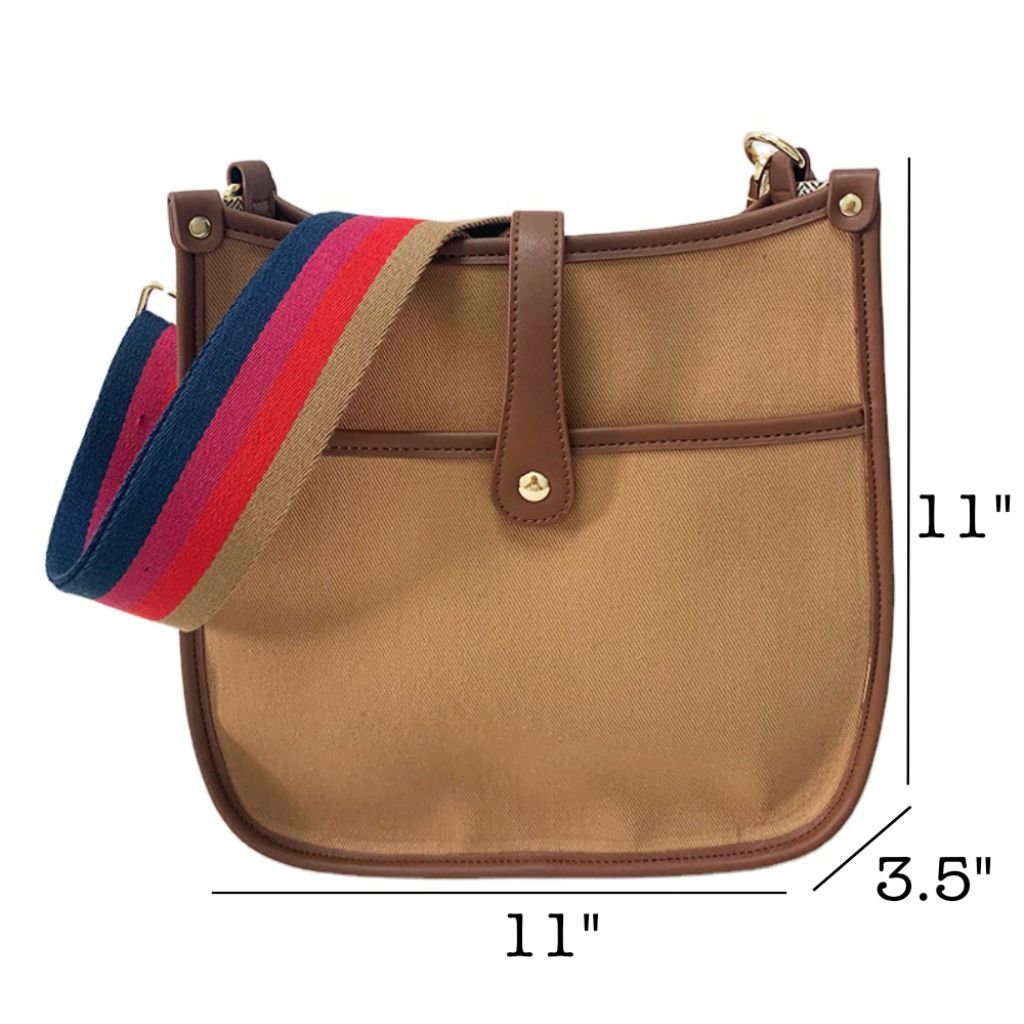Anna Canvas Courier Bag (Choose Your Strap) - Tan - Brite Boho