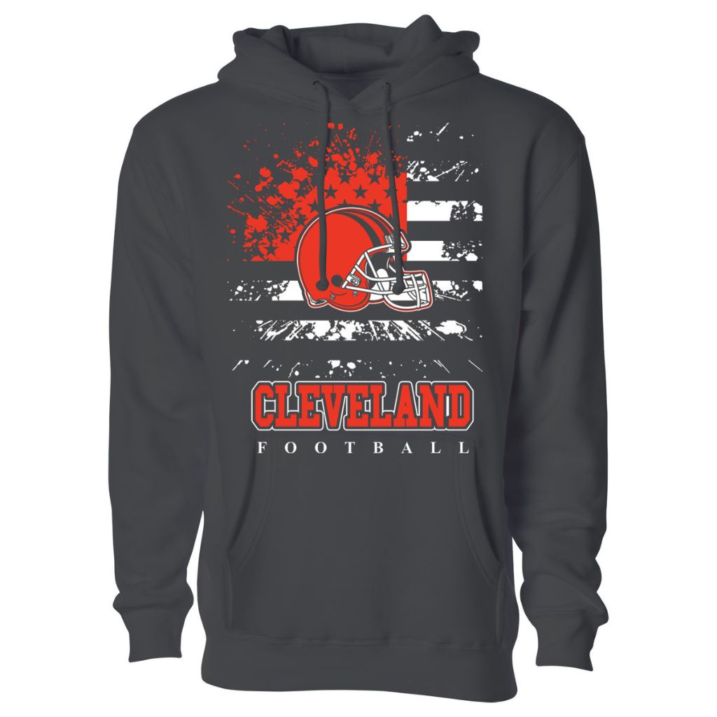 Women's Star-Spangled Football Pullover Hoodie - Small - Cleveland
