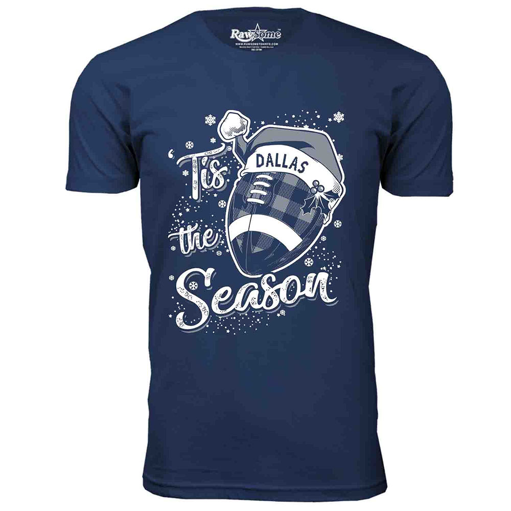 Men's 'Tis the Season' Football T-Shirt - Dallas - Navy / 2XL