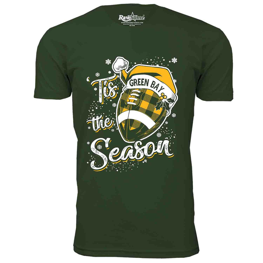 Men's 'Tis the Season' Football T-Shirt - Green Bay - F.Green / 3XL