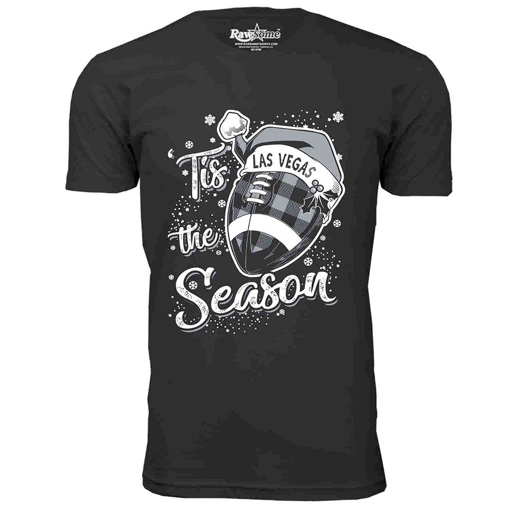 Men's 'Tis the Season' Football T-Shirt - Las Vegas - Black / XL