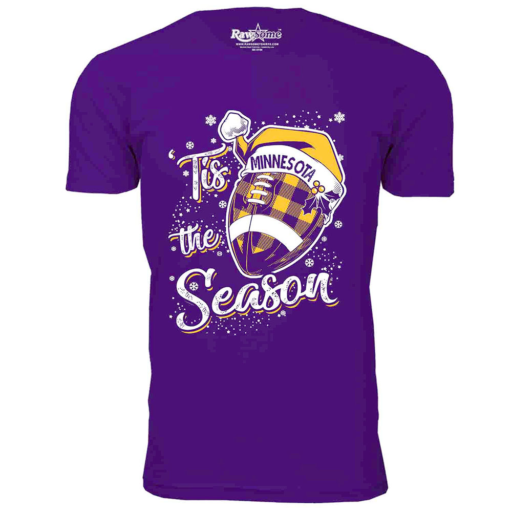 Men's 'Tis the Season' Football T-Shirt - Minnesota - Purple / 3XL