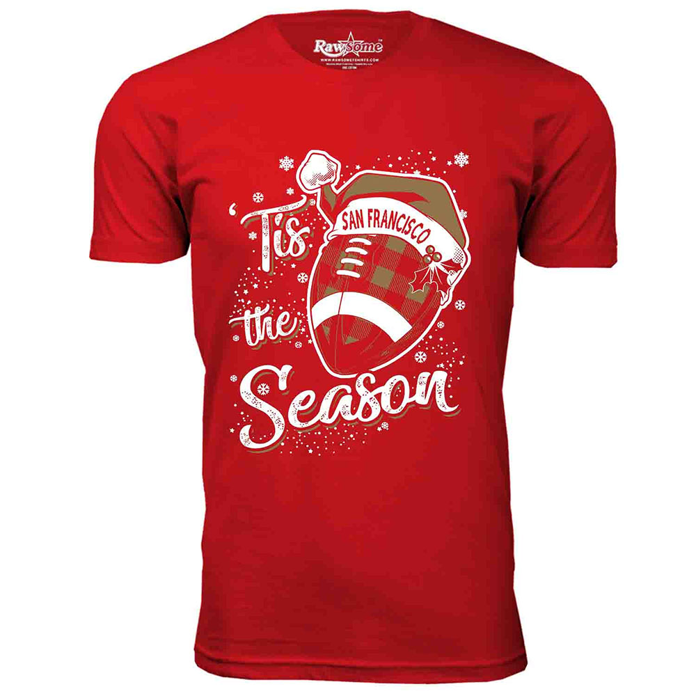 Men's 'Tis the Season' Football T-Shirt - San Francisco - Red / 2XL