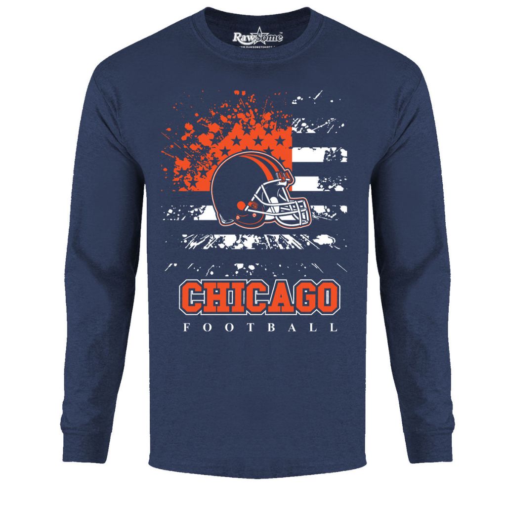 Men's Star-Spangled Football Long-Sleeve Shirts - X-Large - Chicago