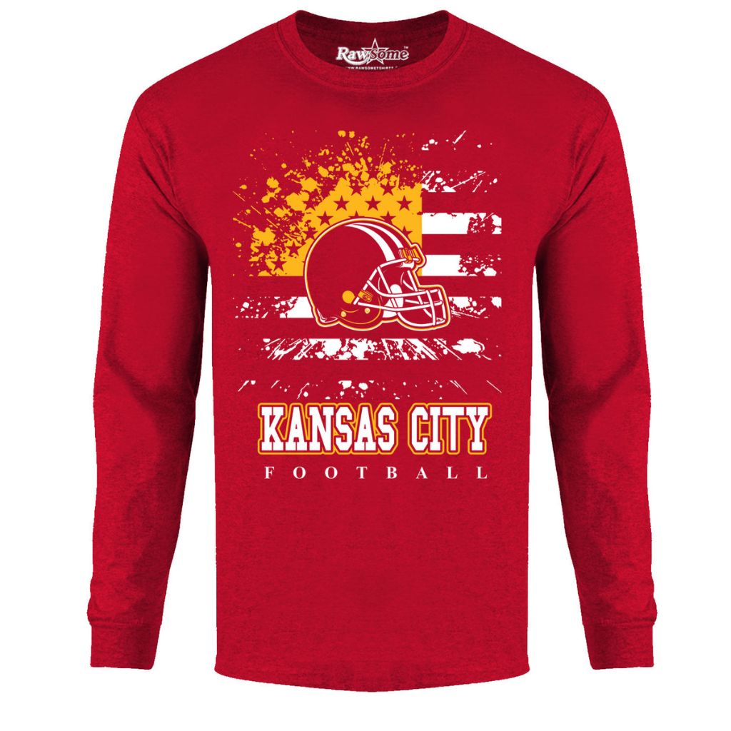 Men's Star-Spangled Football Long-Sleeve Shirts - Small - Kansas City