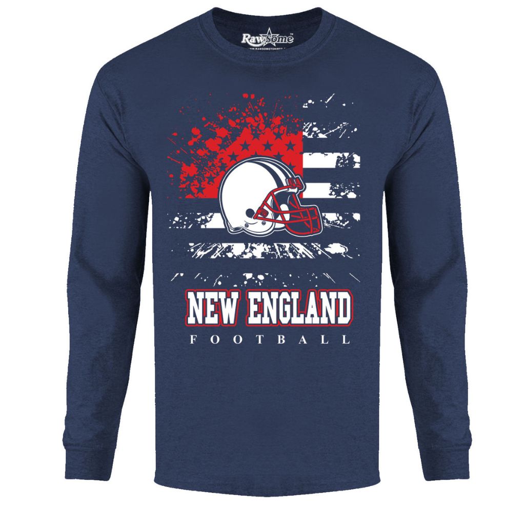 Men's Star-Spangled Football Long-Sleeve Shirts - Small - New England