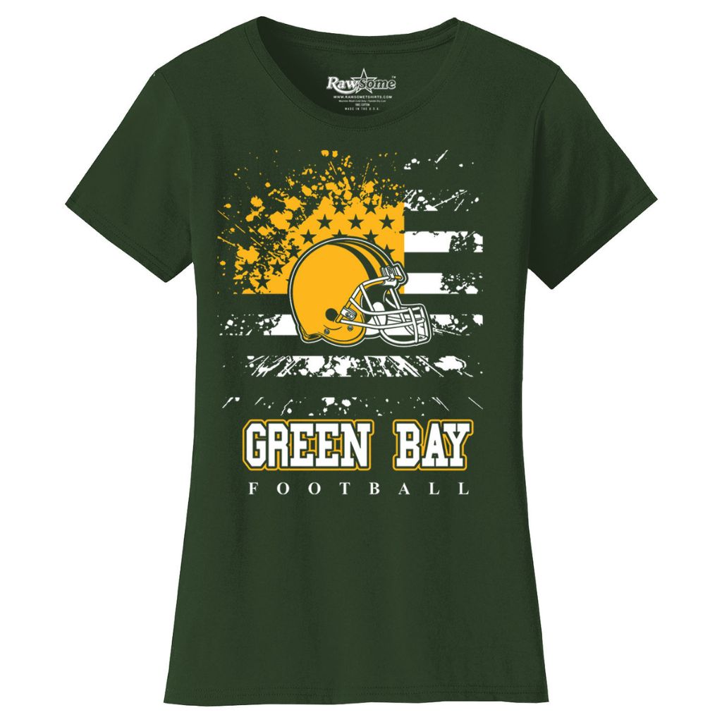 Women's Star-Spangled Football Short-Sleeve T-Shirts - Large - Green Bay