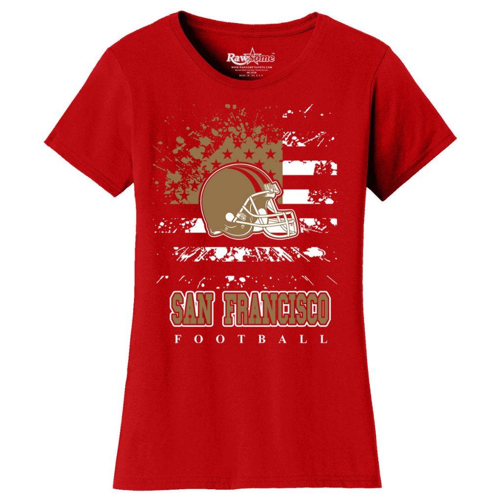 Women's Star-Spangled Football Short-Sleeve T-Shirts - Large - San Francisco