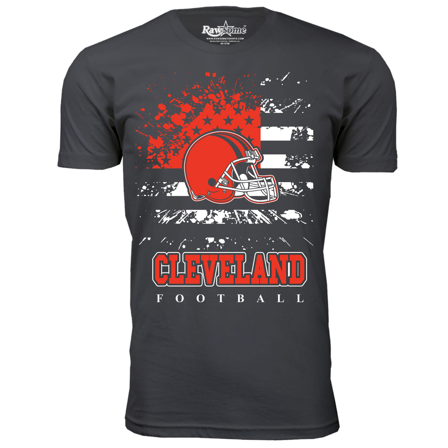 Men's Star-Spangled Football T-Shirt - Cleveland - Charcoal / XL