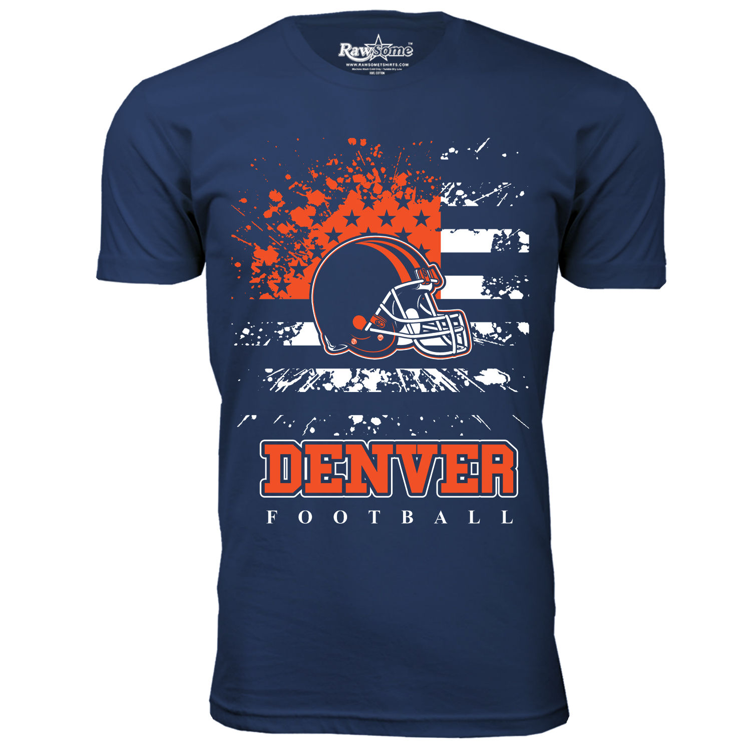 Men's Star-Spangled Football T-Shirt - Denver - Navy / 3XL