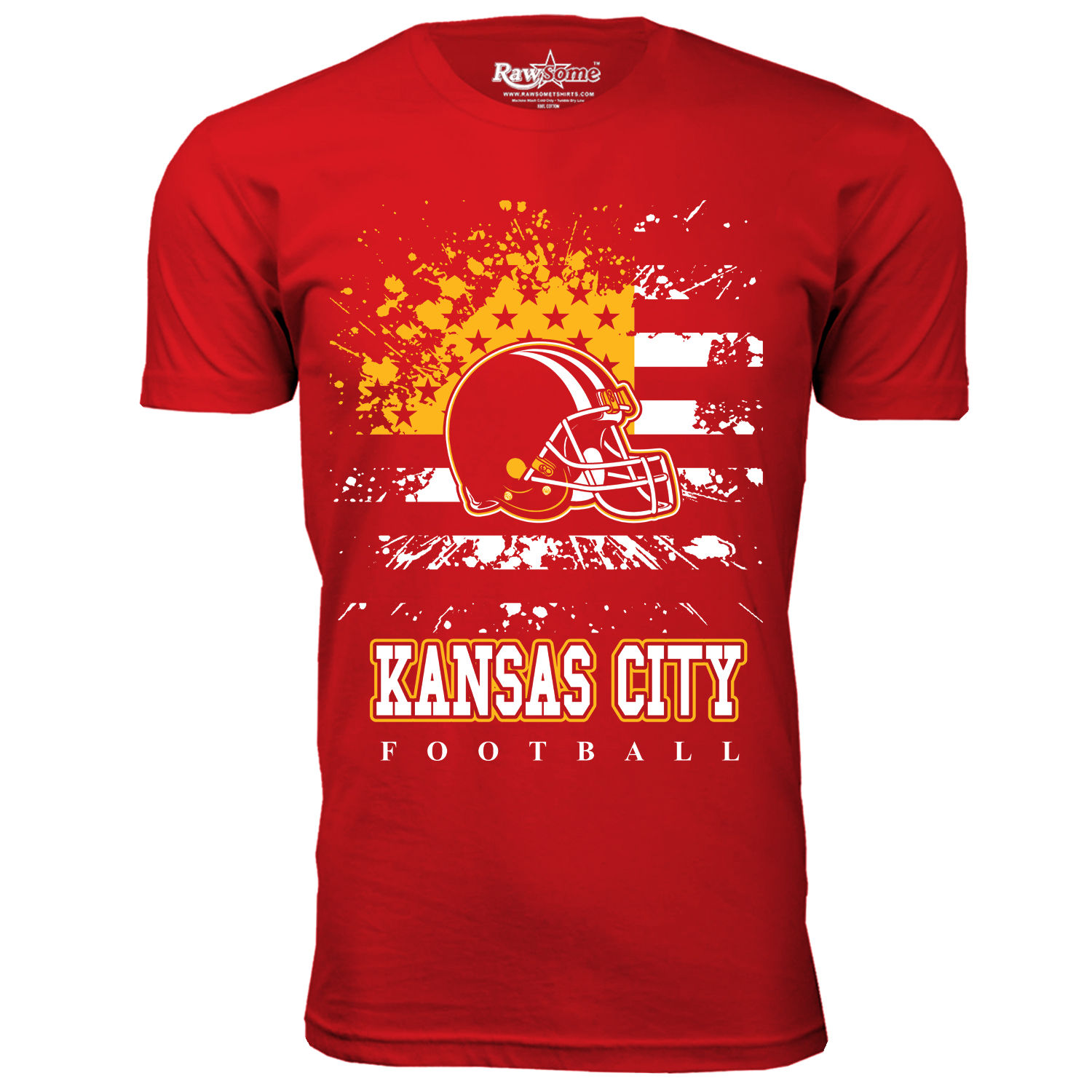 Men's Star-Spangled Football T-Shirt - Kansas City - Red / 3XL