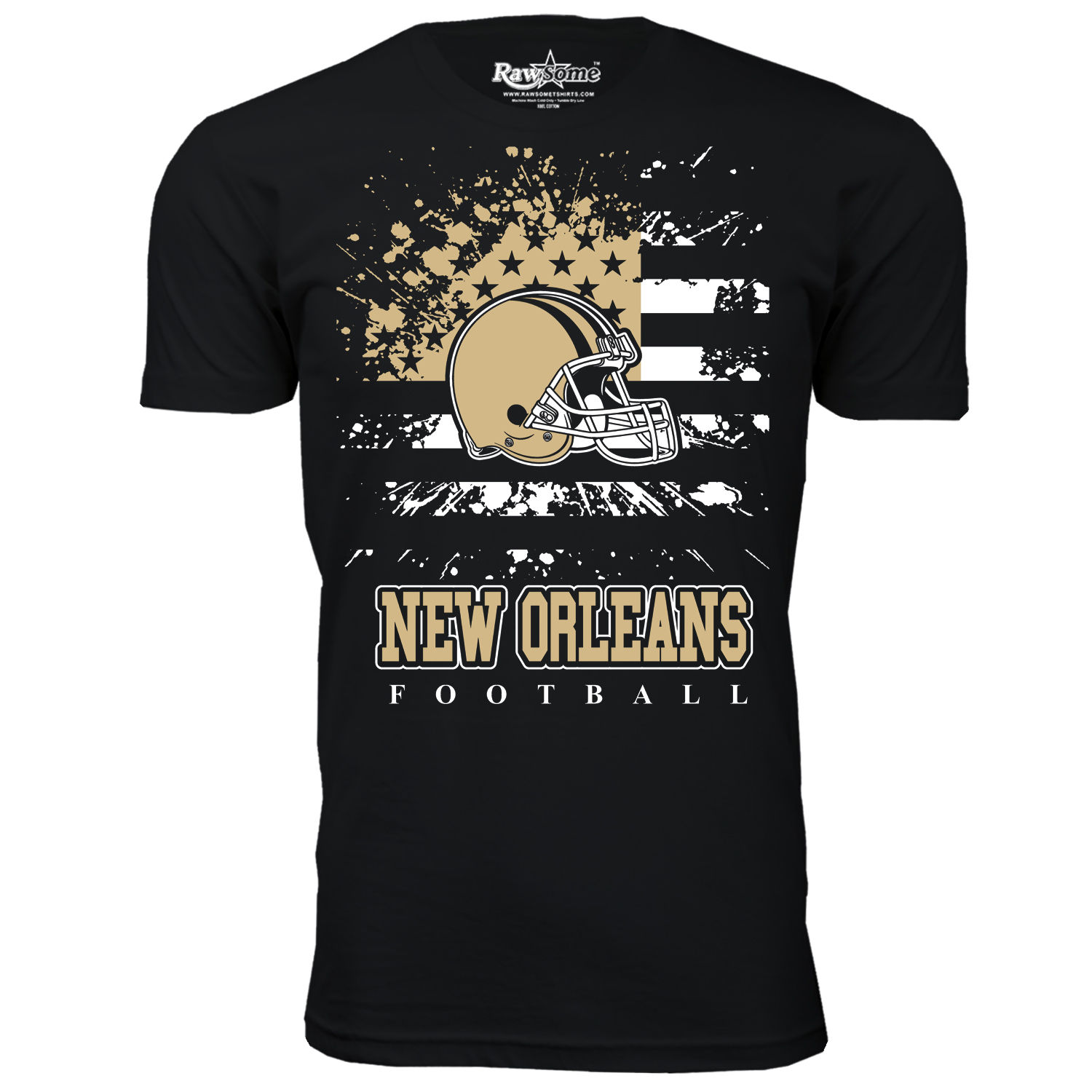 Men's Star-Spangled Football T-Shirt - New Orleans - Black / S
