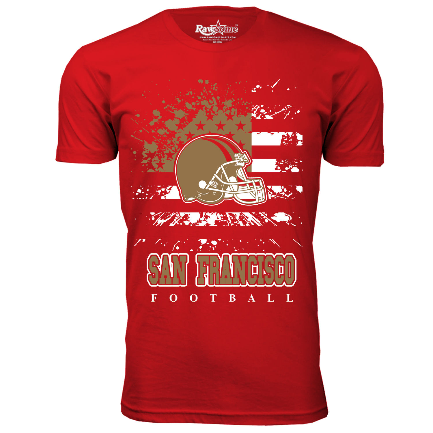 Men's Star-Spangled Football T-Shirt - San Francisco - Red / 3XL