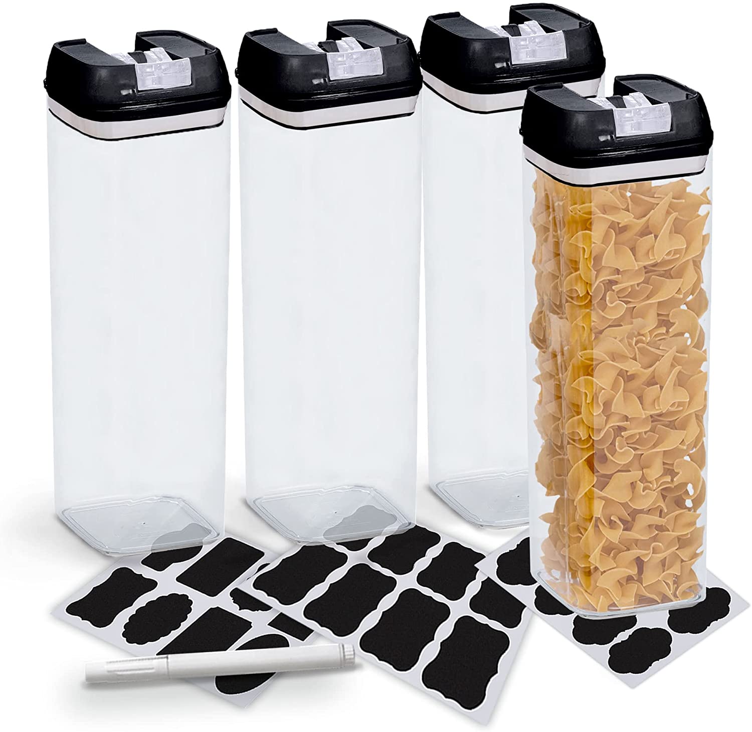 Cheer Collection® 1.2L or 1.9L Airtight Food Storage Containers - Storage Containers Black