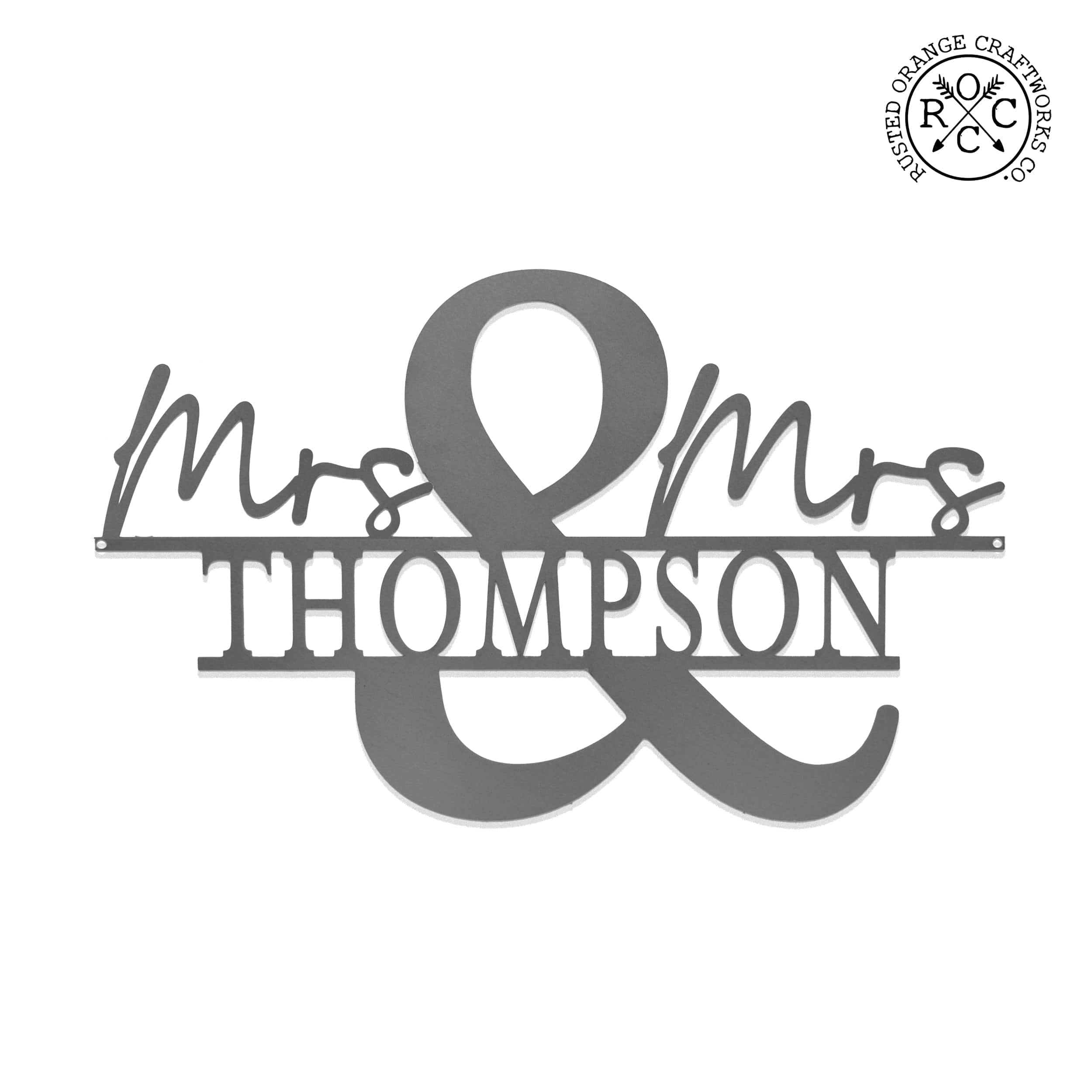 Personalized Couples' Surname Metal Signs - Mrs and Mrs