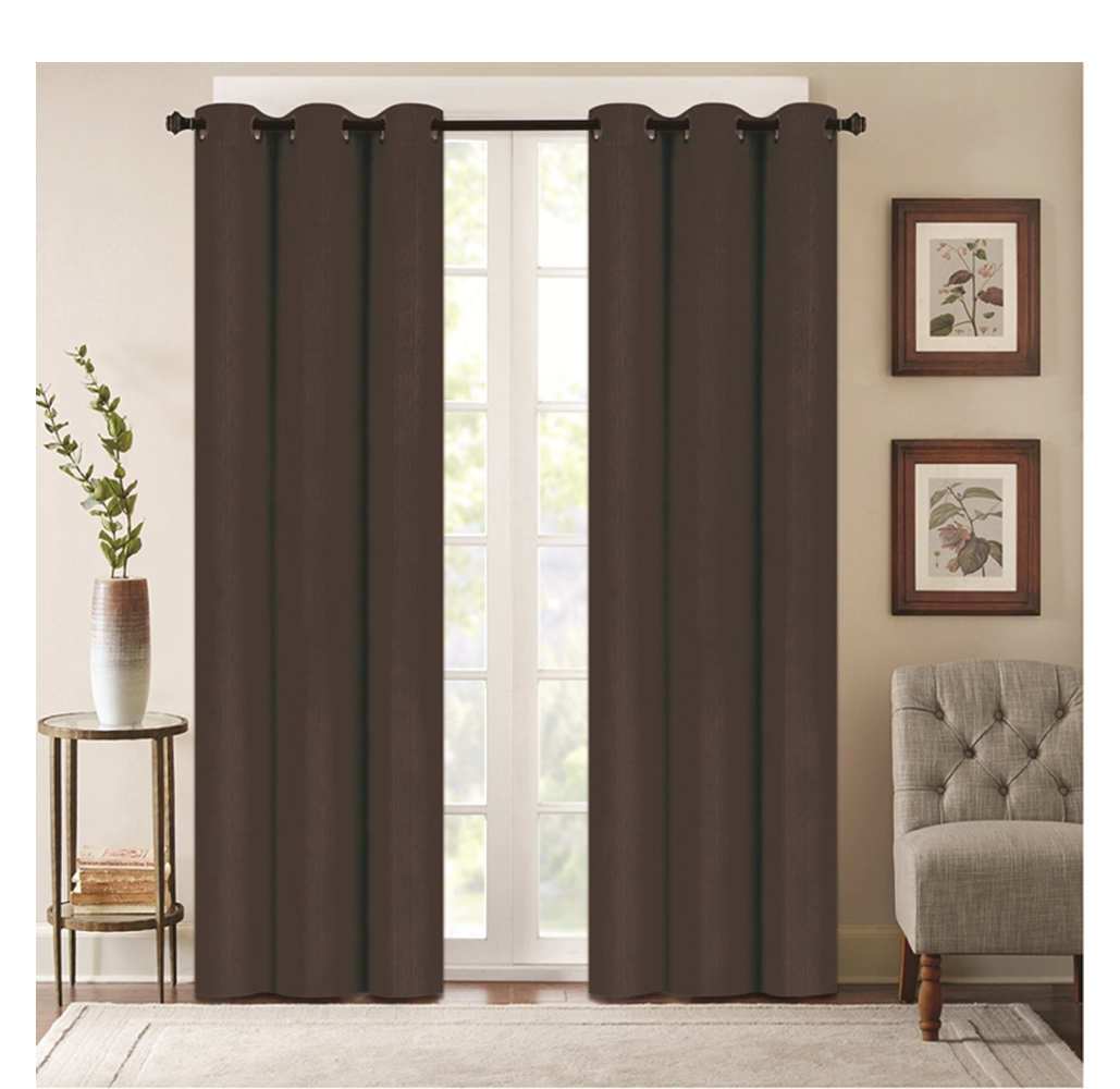 Denver Embossed Energy-Saving 63"" or 84"" Curtains - 63-Inch - Brown