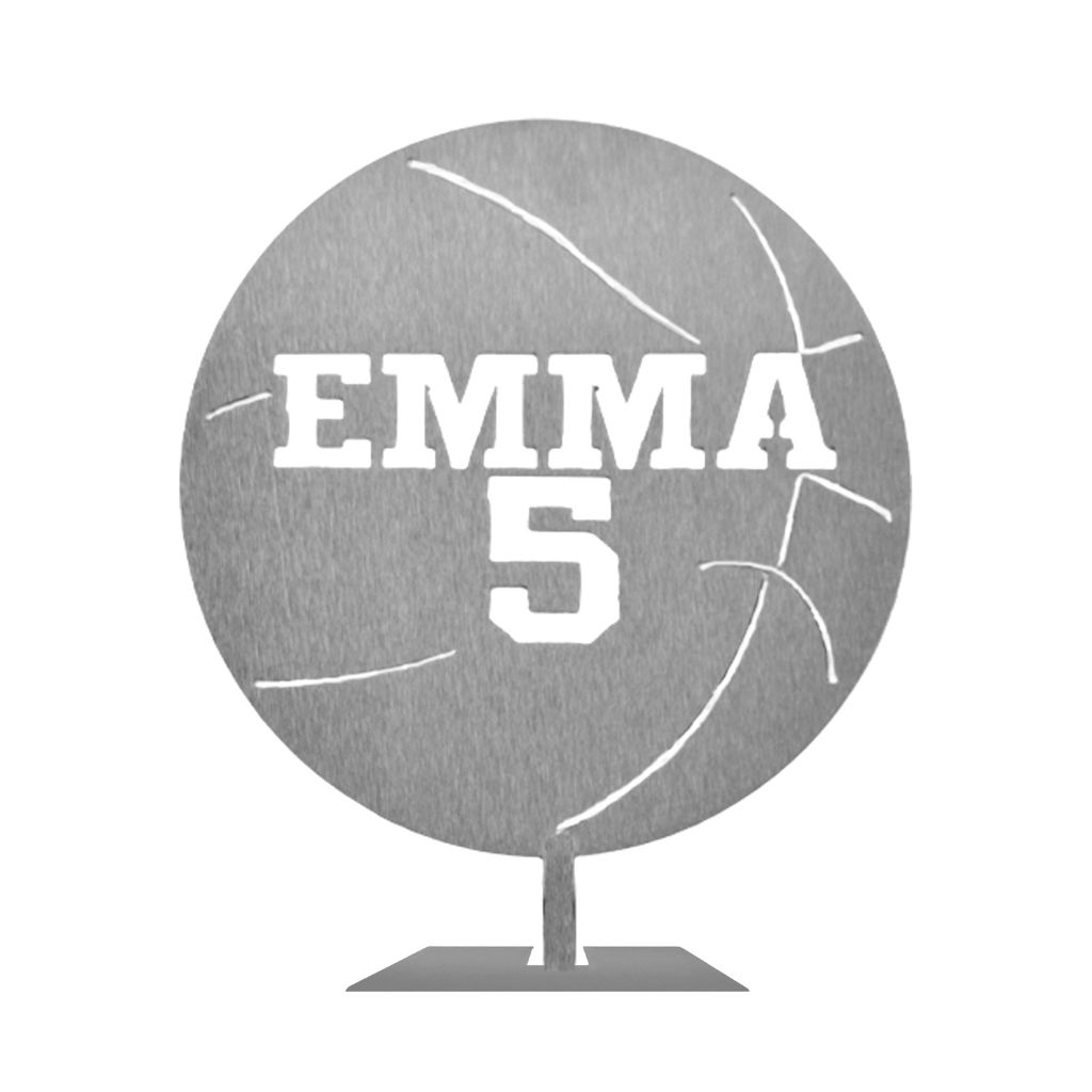 Personalized Name and Jersey Number Metal Sports Ball Sign - Basketball